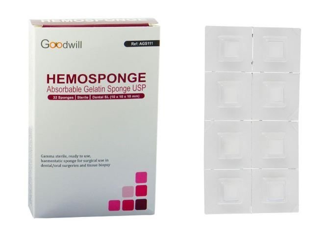 Goodwill Hemosponge 10x10x10 MM Absorbable Gelatin Sponge 32/pk - AGS111